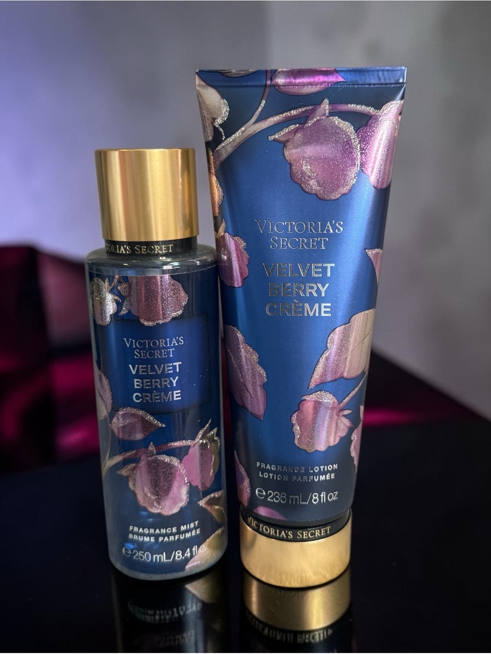 💜💙VICTORIA’S SECRET💜💙2-PC Velvet Berry Creme Lotion & Mist Set/NIP